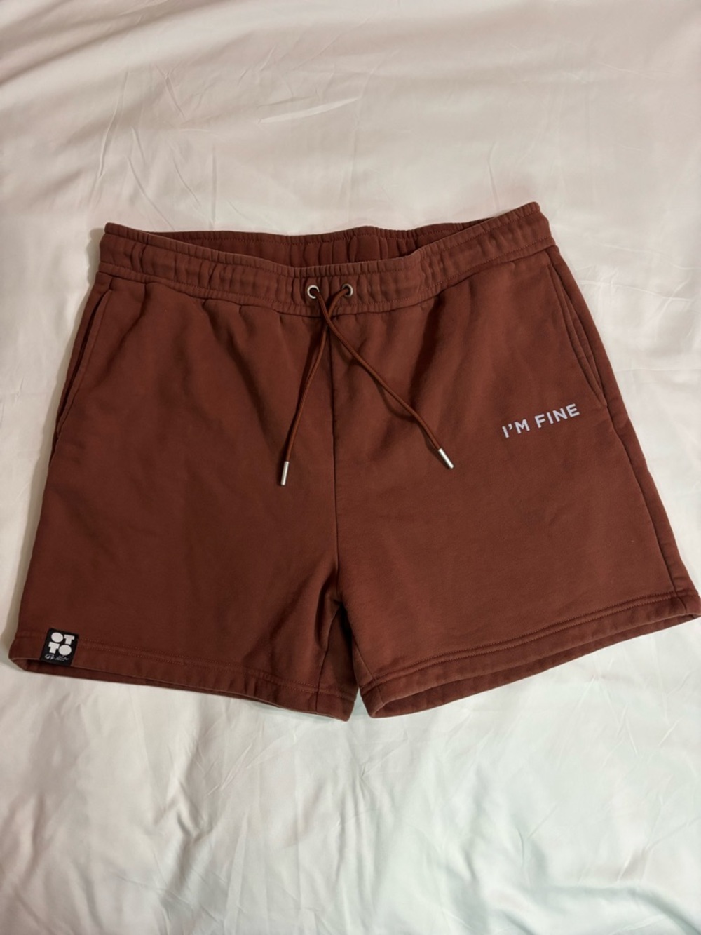 OTTO Brown Women's Athletic Shorts with "I'M FINE" printed